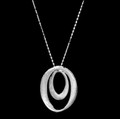 Dual Open Halo Oval Polished Sterling Silver Pendant