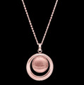 Halo Open Circular Disc Polished Rose Tone Sterling Silver Pendant