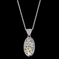 Dragonfly Oval Diamond Yellow Gold Accent Sterling Silver Pendant