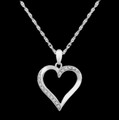 Twisted Open Heart Diamond Studded Sterling Silver Pendant