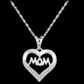 Single Open Heart Mom Diamond Accent Sterling Silver Pendant