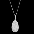 Textured Oval White Finish Sterling Silver Pendant