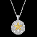Sand Dollar Starfish Marine Yellow Gold Accent Sterling Silver Pendant