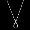 Wishbone Diamond Accented Tiny Sterling Silver Pendant