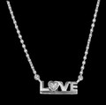 Love Word Diamond Accented Sterling Silver Pendant