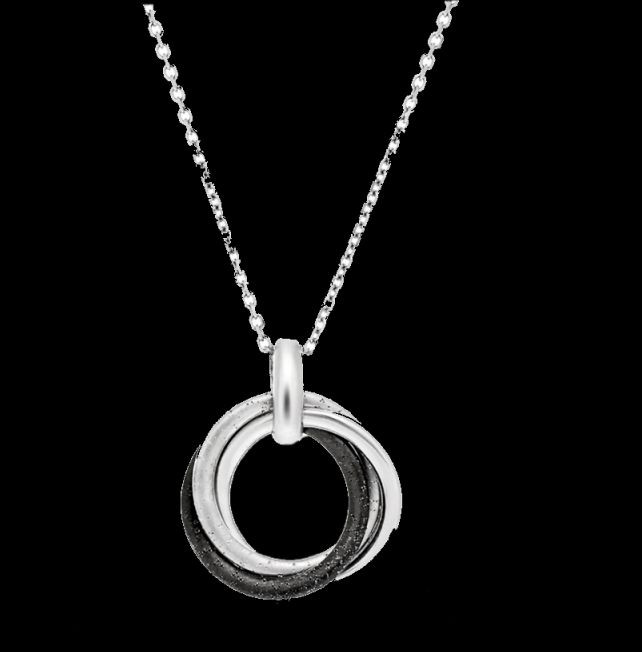 Entwined Rings Diamond Dust Textured Two Toned Sterling Silver Pendant ...