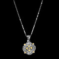 Flower Shape Ornate Yellow Gold Accent Sterling Silver Pendant