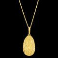 Textured Oval Yellow Tone Sterling Silver Pendant