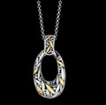 Leaf Motif Oval Open Graduated Yellow Gold Accent Sterling Silver Pendant