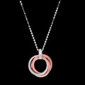 Entwined Rings Diamond Dust Textured Rose Tone Sterling Silver Pendant