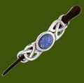 Opal Celtic Knotwork Stylish Pewter Rosewood Pin Hair Slide