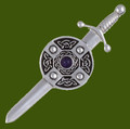 Amethyst Sword And Shield Celtic Knotwork Stylish Pewter Kilt Pin