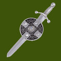 Moonstone Sword And Shield Celtic Knotwork Stylish Pewter Kilt Pin