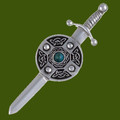 Turquoise Sword And Shield Celtic Knotwork Stylish Pewter Kilt Pin