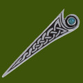 Turquoise Celtic Kells Knotwork Triangular Stylish Pewter Kilt Pin
