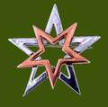 Double Star Polished Copper Plated Stylish Pewter Brooch