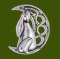 Moon Gazing Hare Antiqued Stylish Pewter Brooch
