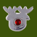 Rudolph Reindeer Red Nose Christmas Stylish Pewter Brooch