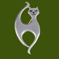 Slim Cat Contemporary Polished Stylish Pewter Brooch