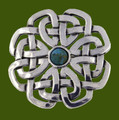Turquoise Celtic Rose Open Knotwork Antiqued Stylish Pewter Brooch