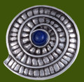 Lapis Lazuli Ammonite Shell Spiral Antiqued Stylish Pewter Brooch