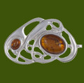 Amber Celtic Nouveau Open Knotwork Antiqued Stylish Pewter Brooch