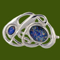 Opal Celtic Nouveau Open Knotwork Antiqued Stylish Pewter Brooch