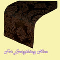 Chocolate Brown Damask Flocking Taffeta Wedding Table Runners Decorations x 5 For Hire
