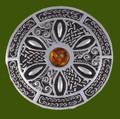 Amber Celtic Wheel Embossed Round Antiqued Stylish Pewter Brooch