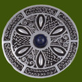 Lapis Lazuli Celtic Wheel Embossed Round Antiqued Stylish Pewter Brooch