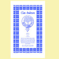 Anderson Clan Scottish Blue White Cotton Printed Tea Towel