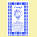 Boyd Clan Scottish Blue White Cotton Printed Tea Towel