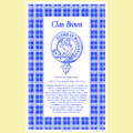 Brown Clan Scottish Blue White Cotton Printed Tea Towel