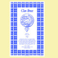 Bruce Clan Scottish Blue White Cotton Printed Tea Towel