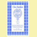 Davidson Clan Scottish Blue White Cotton Printed Tea Towel