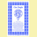 Douglas Clan Scottish Blue White Cotton Printed Tea Towel