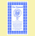 Drummond Clan Scottish Blue White Cotton Printed Tea Towel