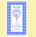 Forbes Clan Scottish Blue White Cotton Printed Tea Towel