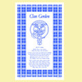 Gordon Clan Scottish Blue White Cotton Printed Tea Towel