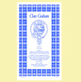 Graham Clan Scottish Blue White Cotton Printed Tea Towel