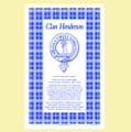Henderson Clan Scottish Blue White Cotton Printed Tea Towel