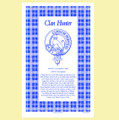 Hunter Clan Scottish Blue White Cotton Printed Tea Towel