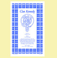 Kennedy Clan Scottish Blue White Cotton Printed Tea Towel