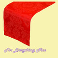 Scarlet Red Damask Flocking Taffeta Wedding Table Runners Decorations x 5 For Hire