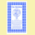 MacFarlane Clan Scottish Blue White Cotton Printed Tea Towel