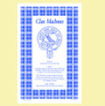 MacInnes Clan Scottish Blue White Cotton Printed Tea Towel