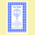 Mackay Clan Scottish Blue White Cotton Printed Tea Towel