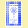 MacLachlan Clan Scottish Blue White Cotton Printed Tea Towel
