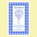 MacLean Clan Scottish Blue White Cotton Printed Tea Towel