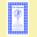 MacLennan Clan Scottish Blue White Cotton Printed Tea Towel